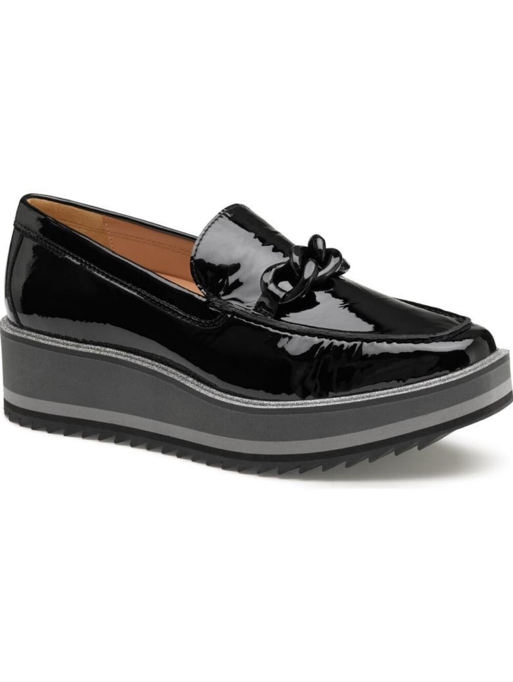 Johnston & Murphy Gracelyn Chain Wedge Patent Sparkle Loafter
